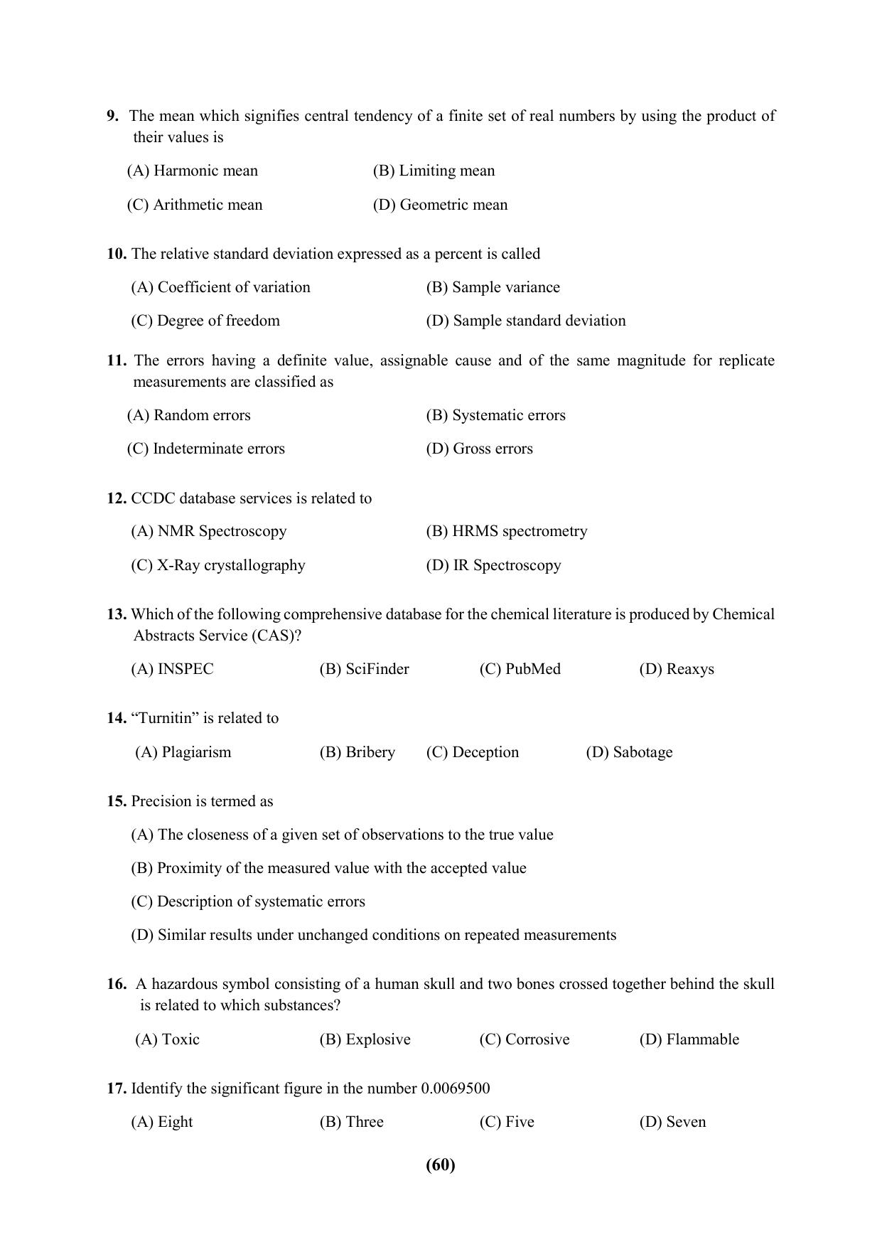 PU Ph.D Entrance Test 2024 Question Paper - Page 60