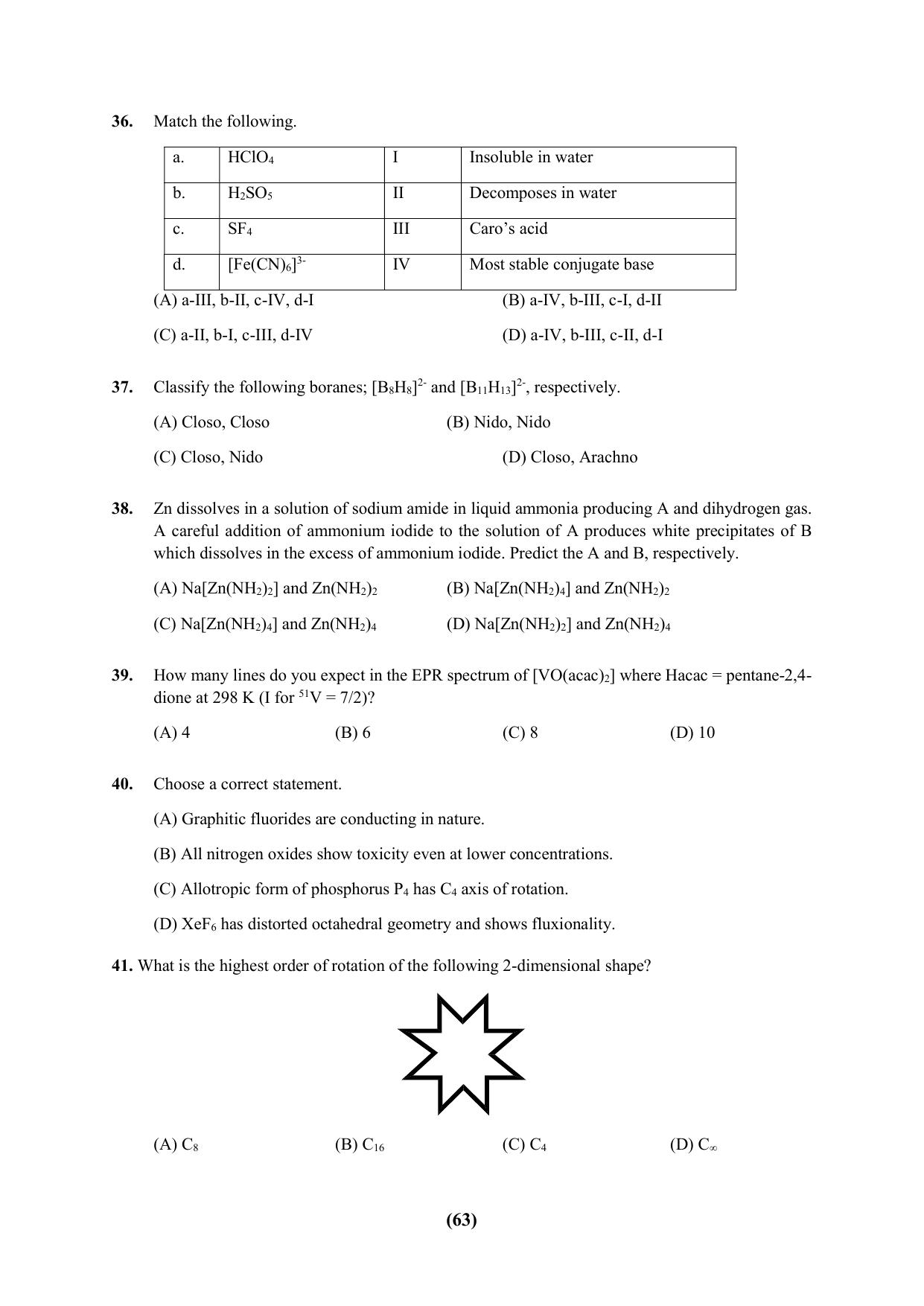 PU Ph.D Entrance Test 2024 Question Paper - Page 63