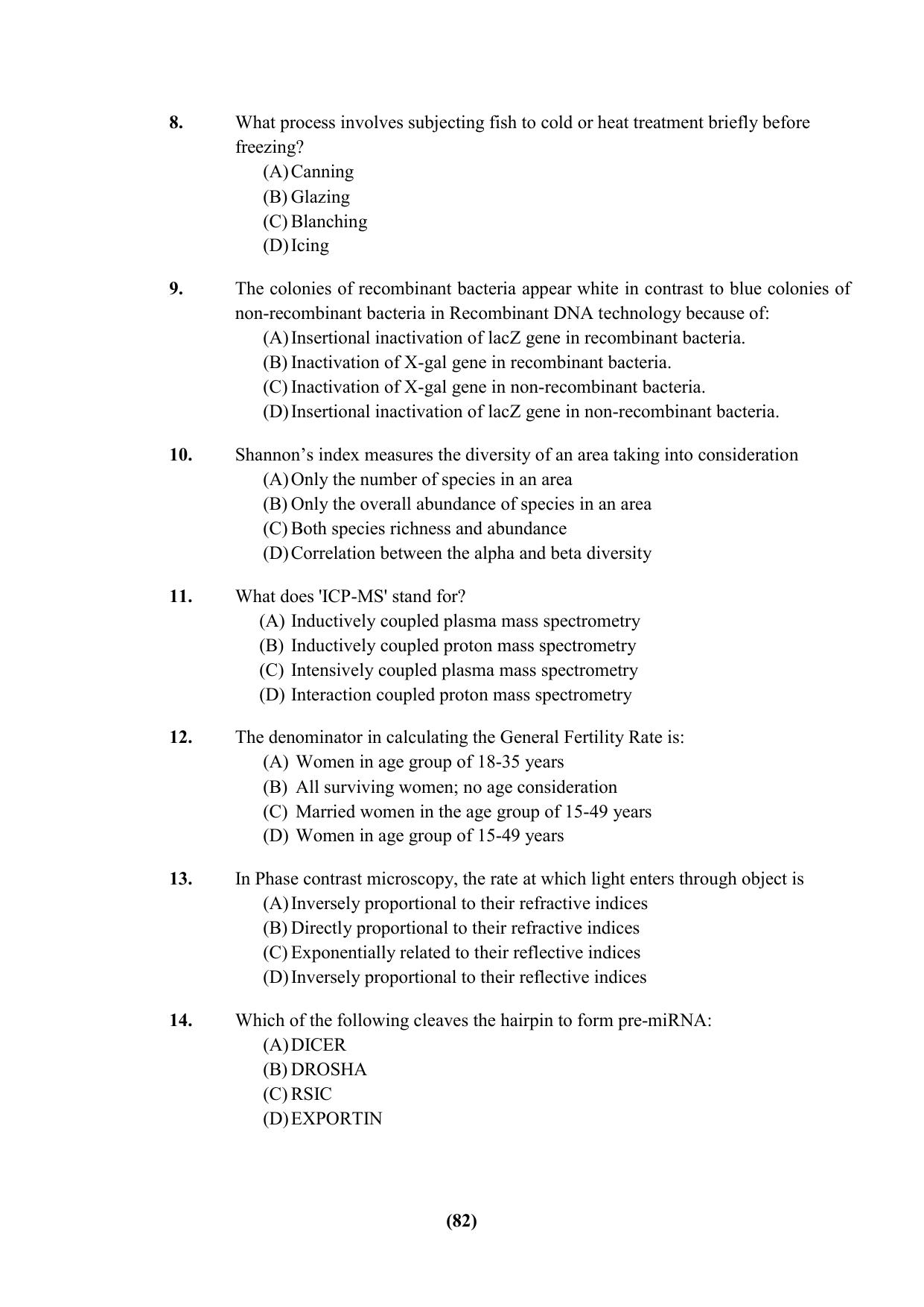 PU Ph.D Entrance Test 2024 Question Paper - Page 82