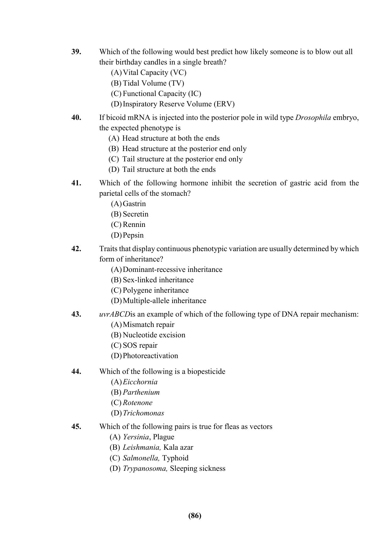 PU Ph.D Entrance Test 2024 Question Paper - Page 86