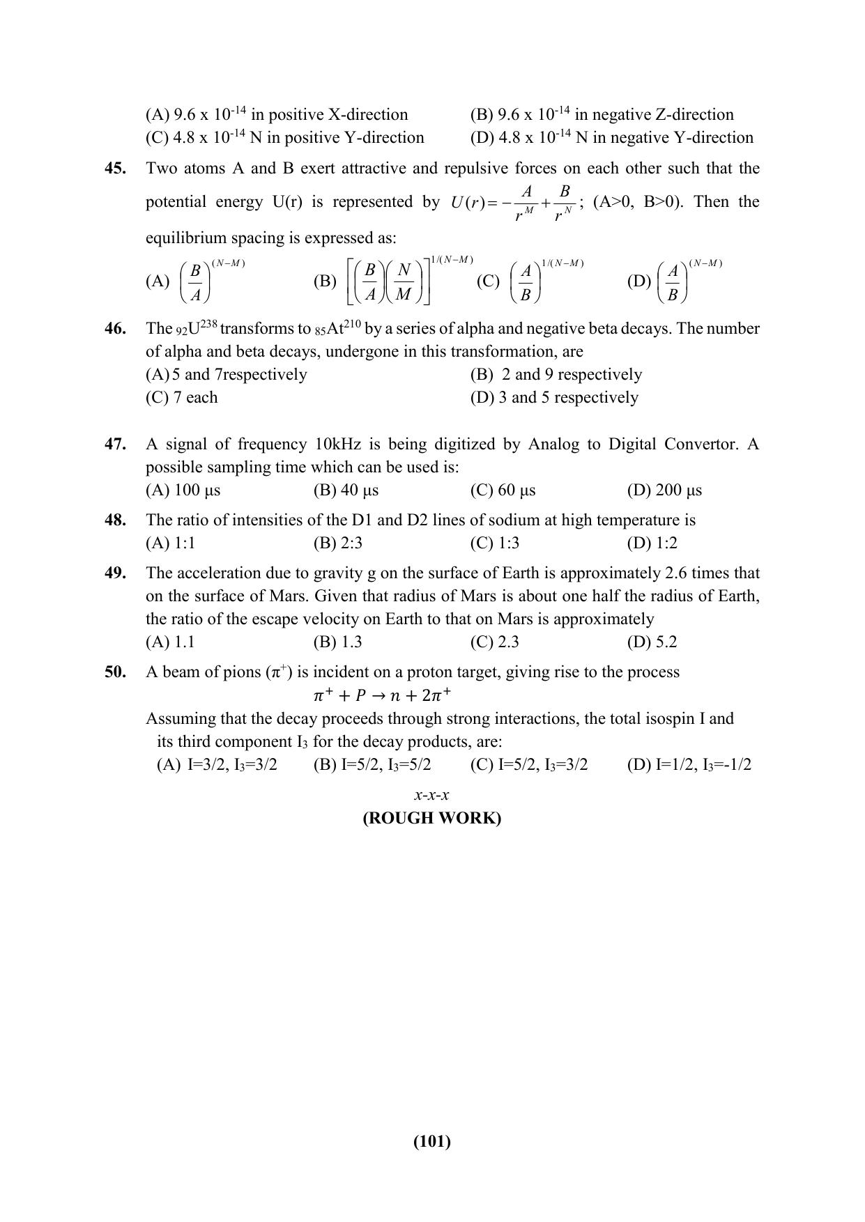 PU Ph.D Entrance Test 2024 Question Paper - Page 101