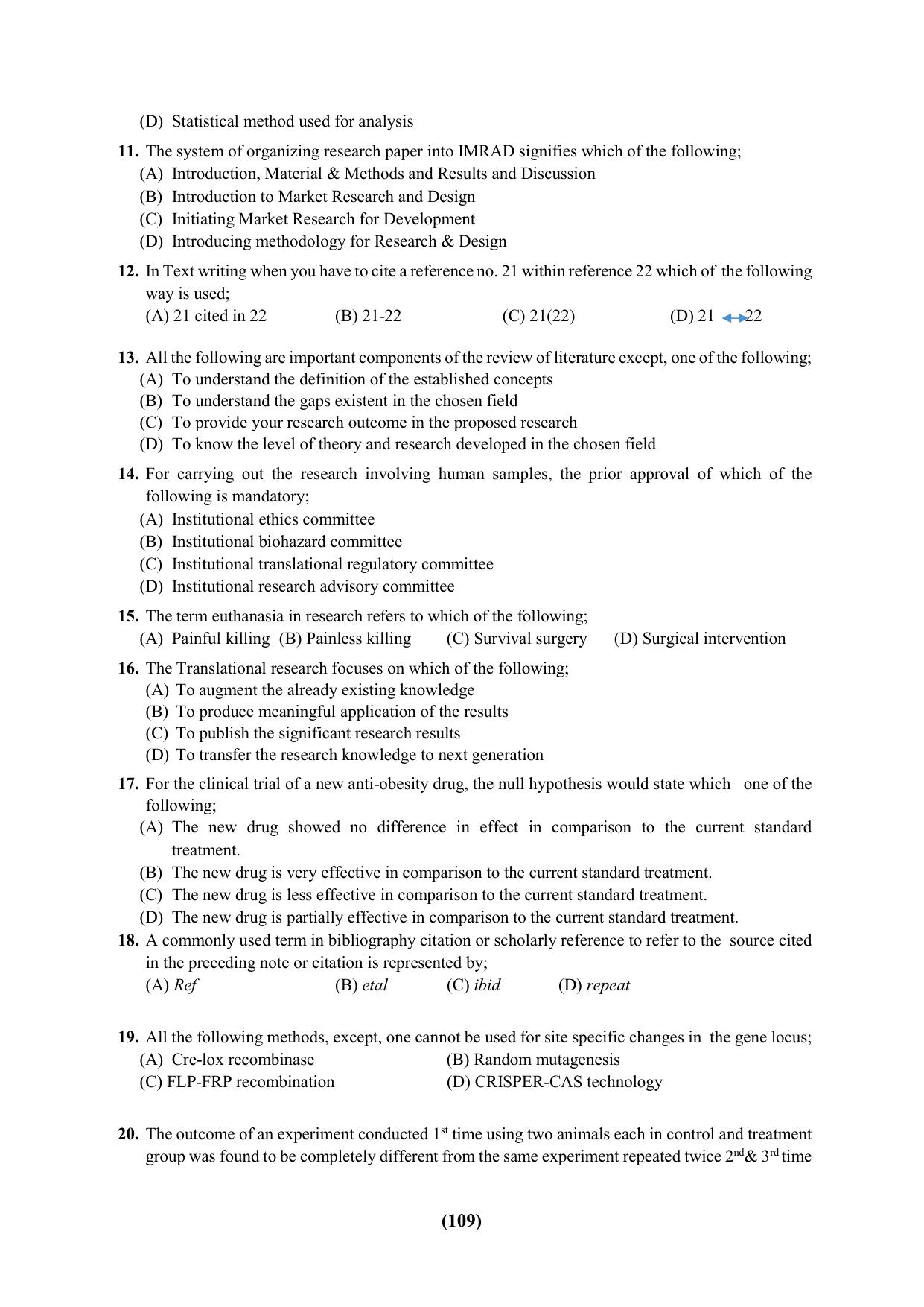 PU Ph.D Entrance Test 2024 Question Paper - Page 109