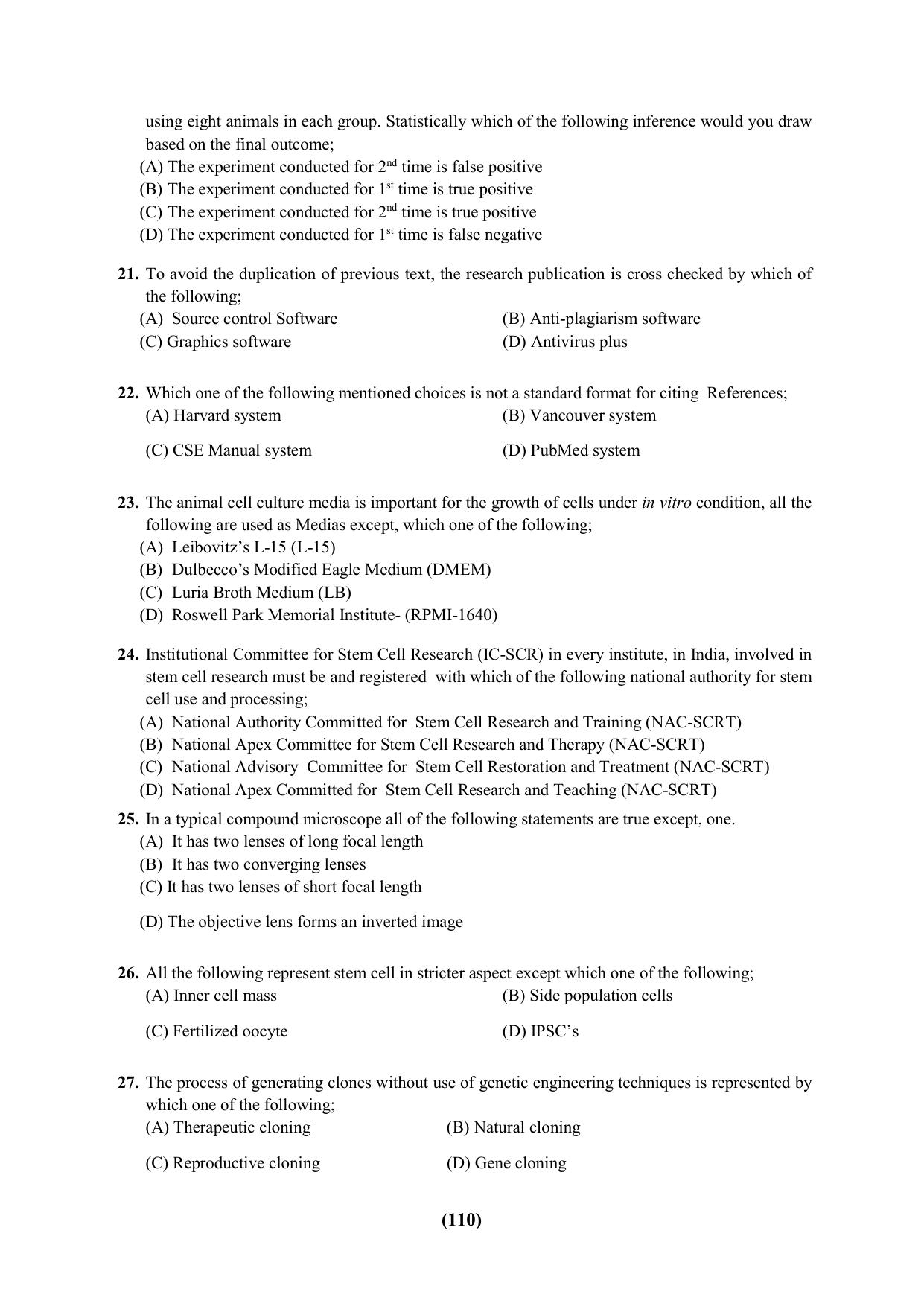 PU Ph.D Entrance Test 2024 Question Paper - Page 110