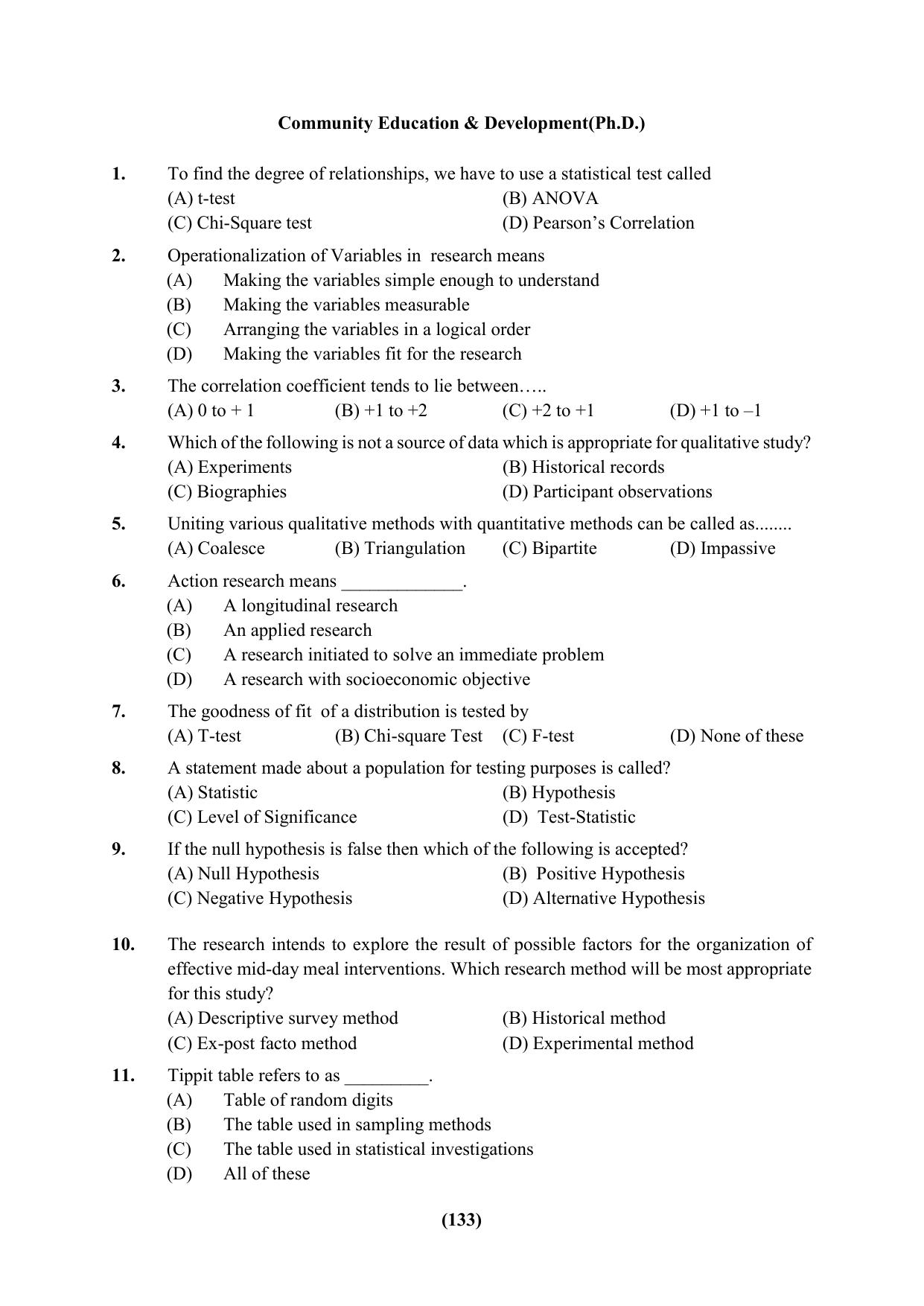 PU Ph.D Entrance Test 2024 Question Paper - Page 133