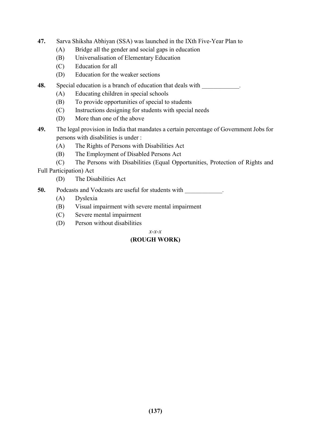 PU Ph.D Entrance Test 2024 Question Paper - Page 137