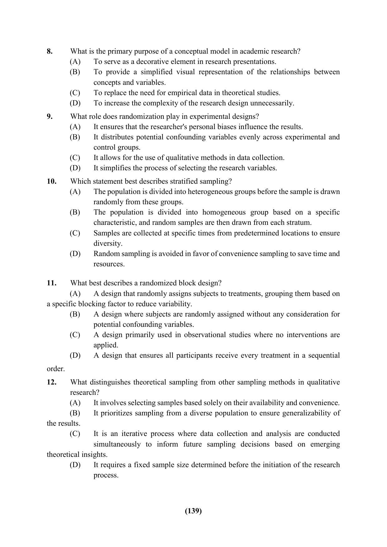 PU Ph.D Entrance Test 2024 Question Paper - Page 139