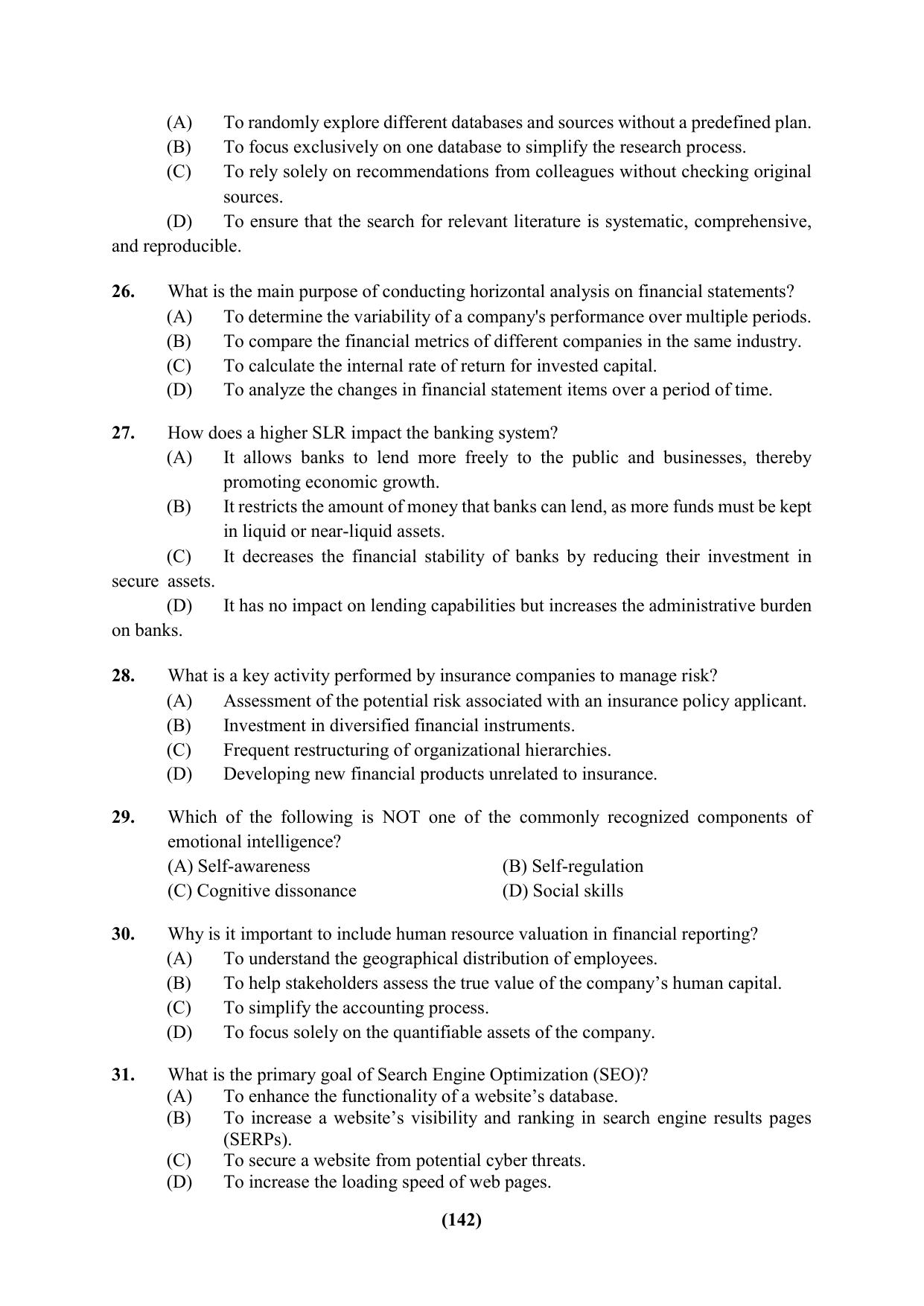 PU Ph.D Entrance Test 2024 Question Paper - Page 142