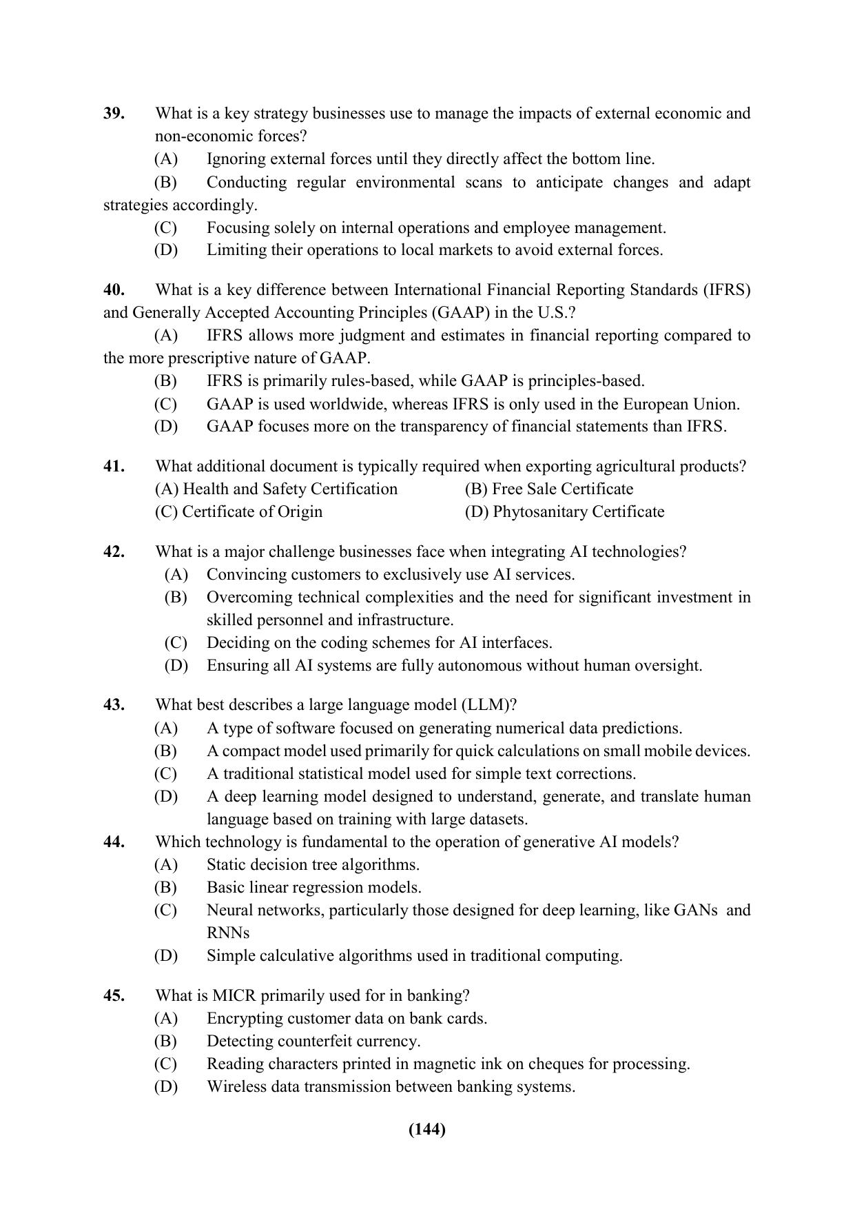 PU Ph.D Entrance Test 2024 Question Paper - Page 144