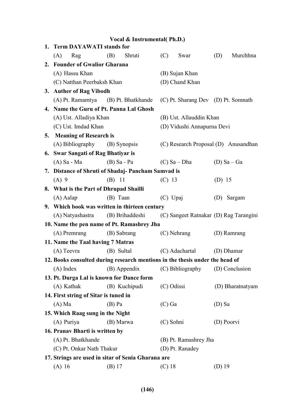 PU Ph.D Entrance Test 2024 Question Paper - Page 146