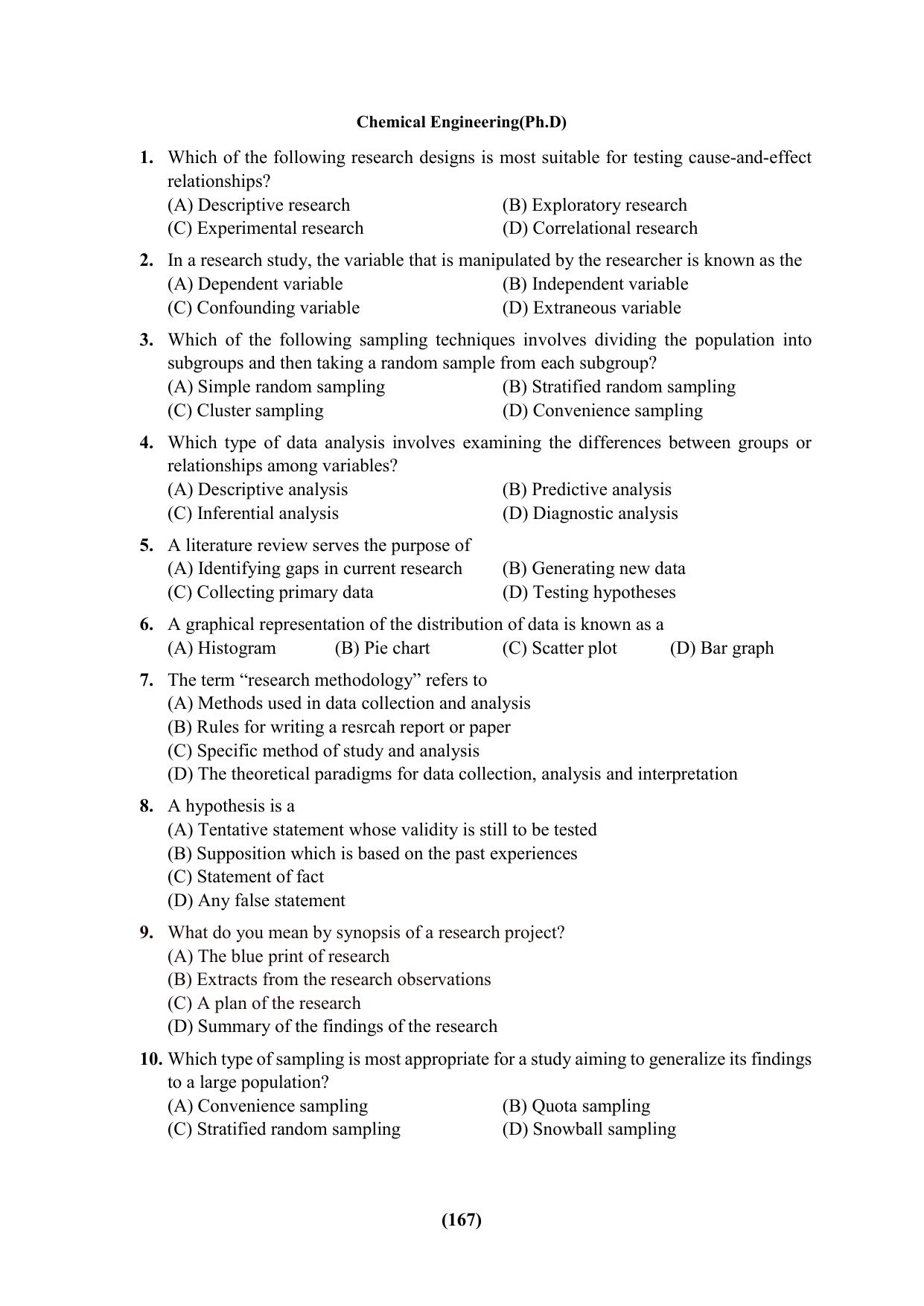 PU Ph.D Entrance Test 2024 Question Paper - Page 167
