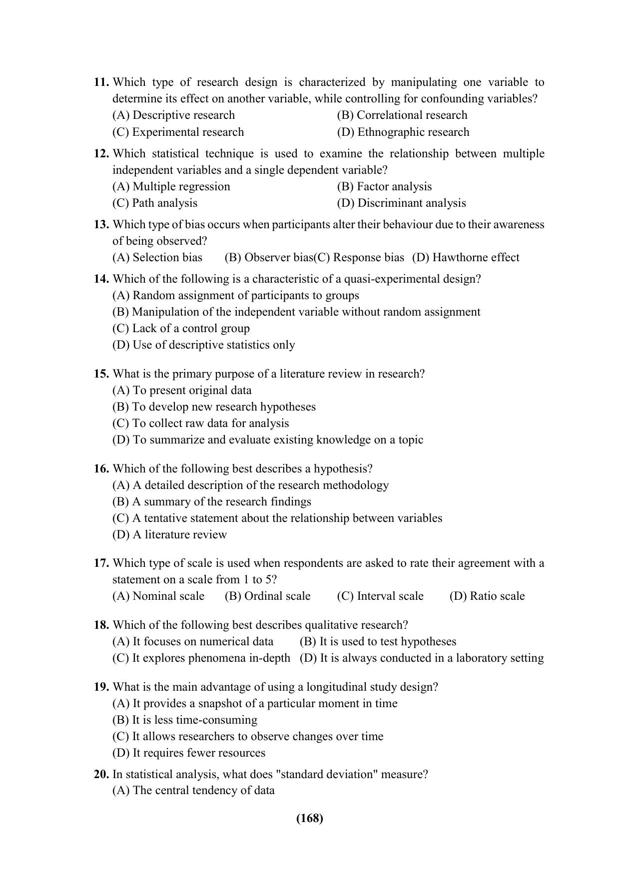 PU Ph.D Entrance Test 2024 Question Paper - Page 168