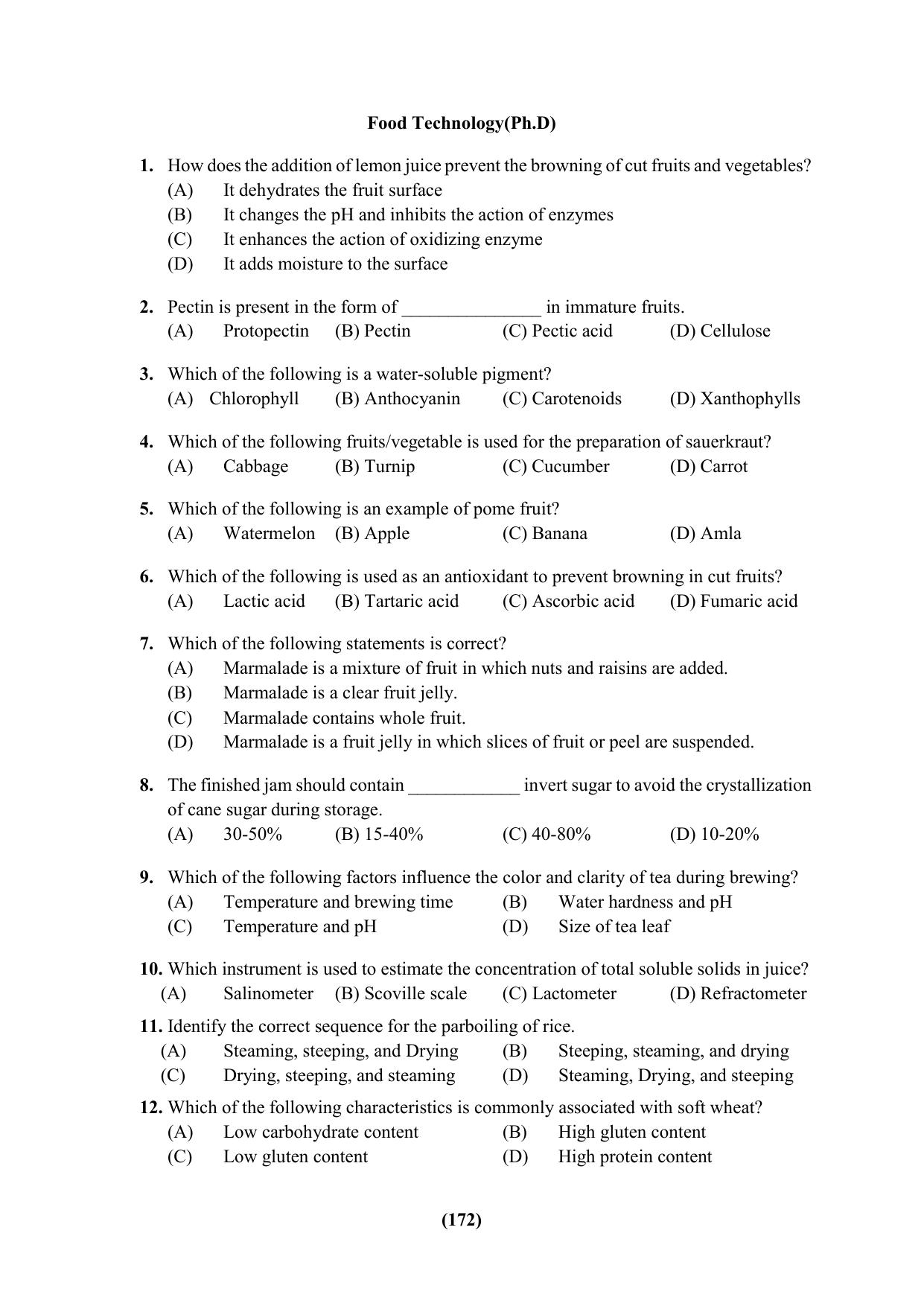 PU Ph.D Entrance Test 2024 Question Paper - Page 172