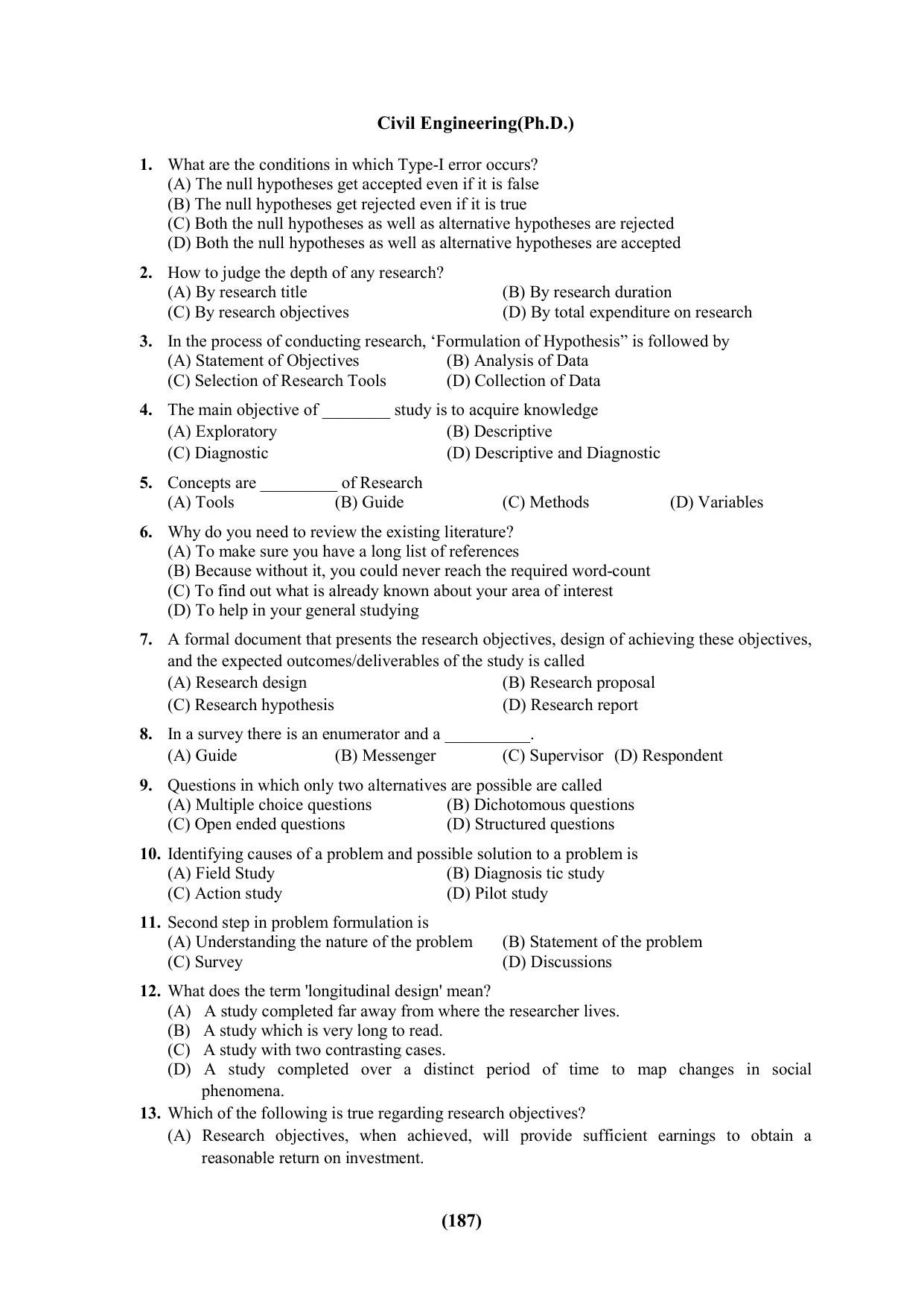 PU Ph.D Entrance Test 2024 Question Paper - Page 187