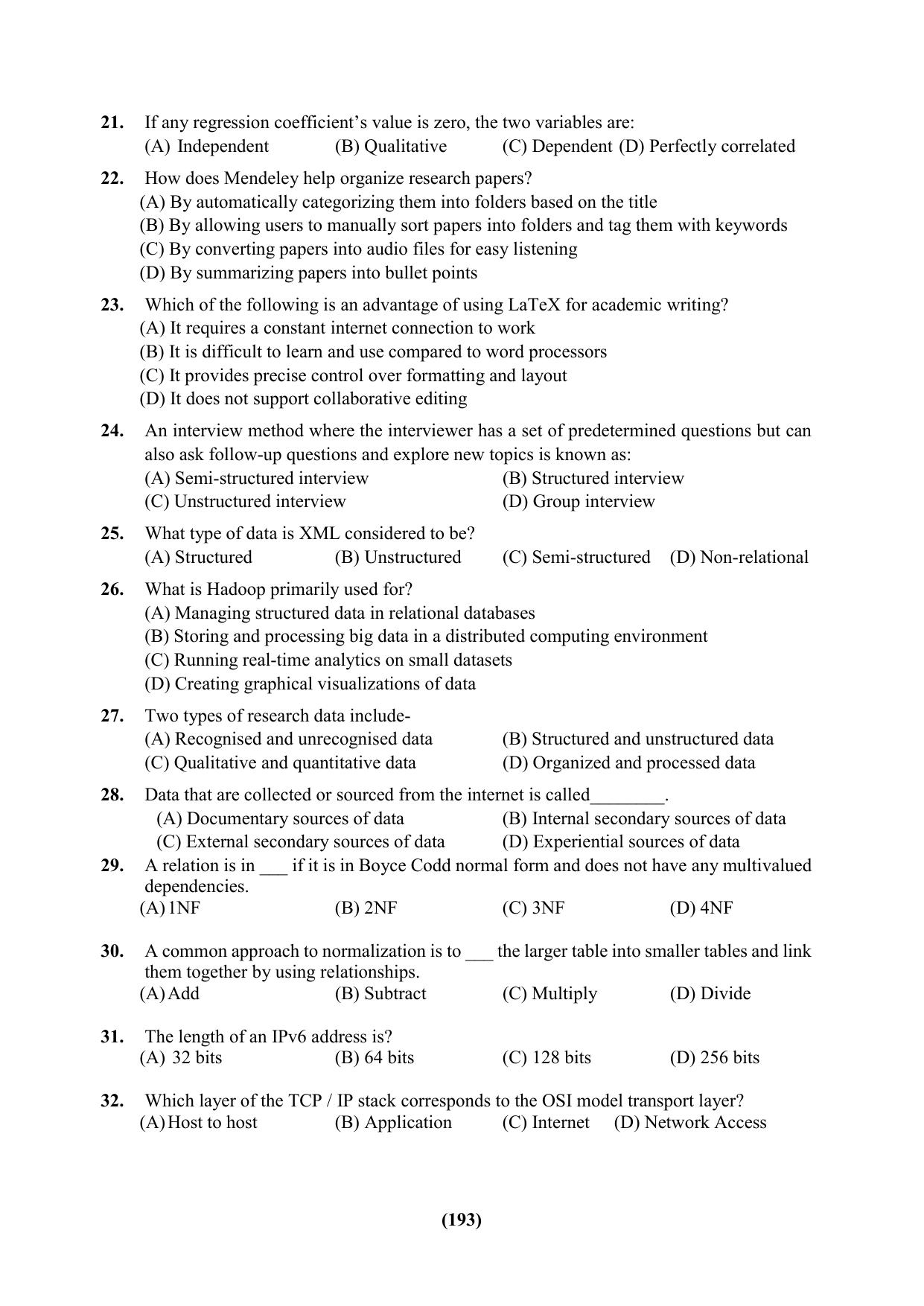 PU Ph.D Entrance Test 2024 Question Paper - Page 193