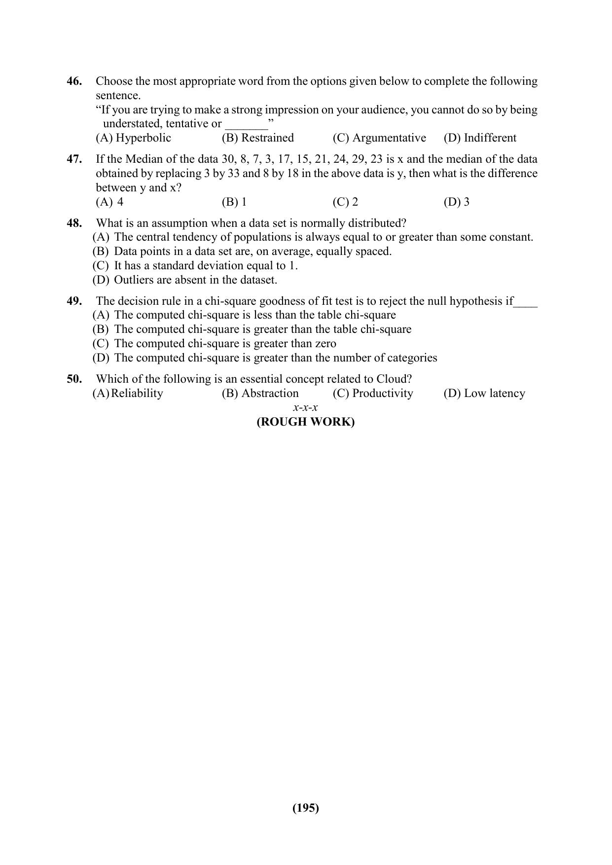 PU Ph.D Entrance Test 2024 Question Paper - Page 195