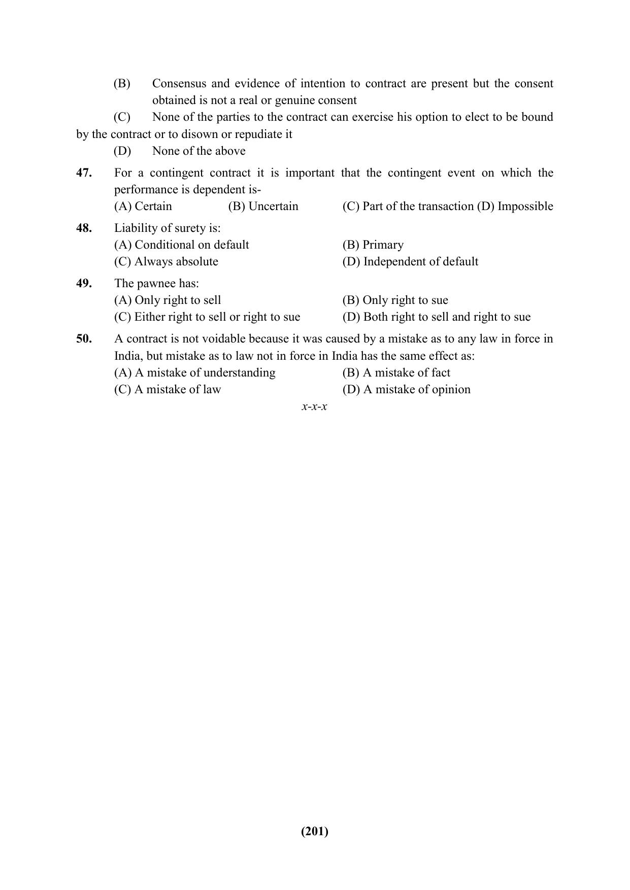 PU Ph.D Entrance Test 2024 Question Paper - Page 201