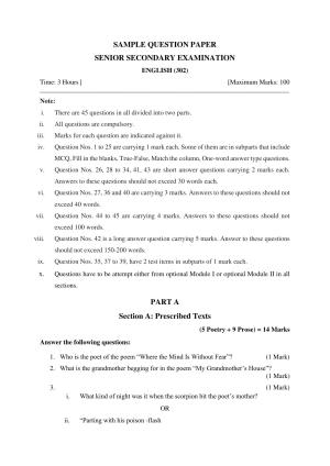 NIOS Class 12 English Sample Paper