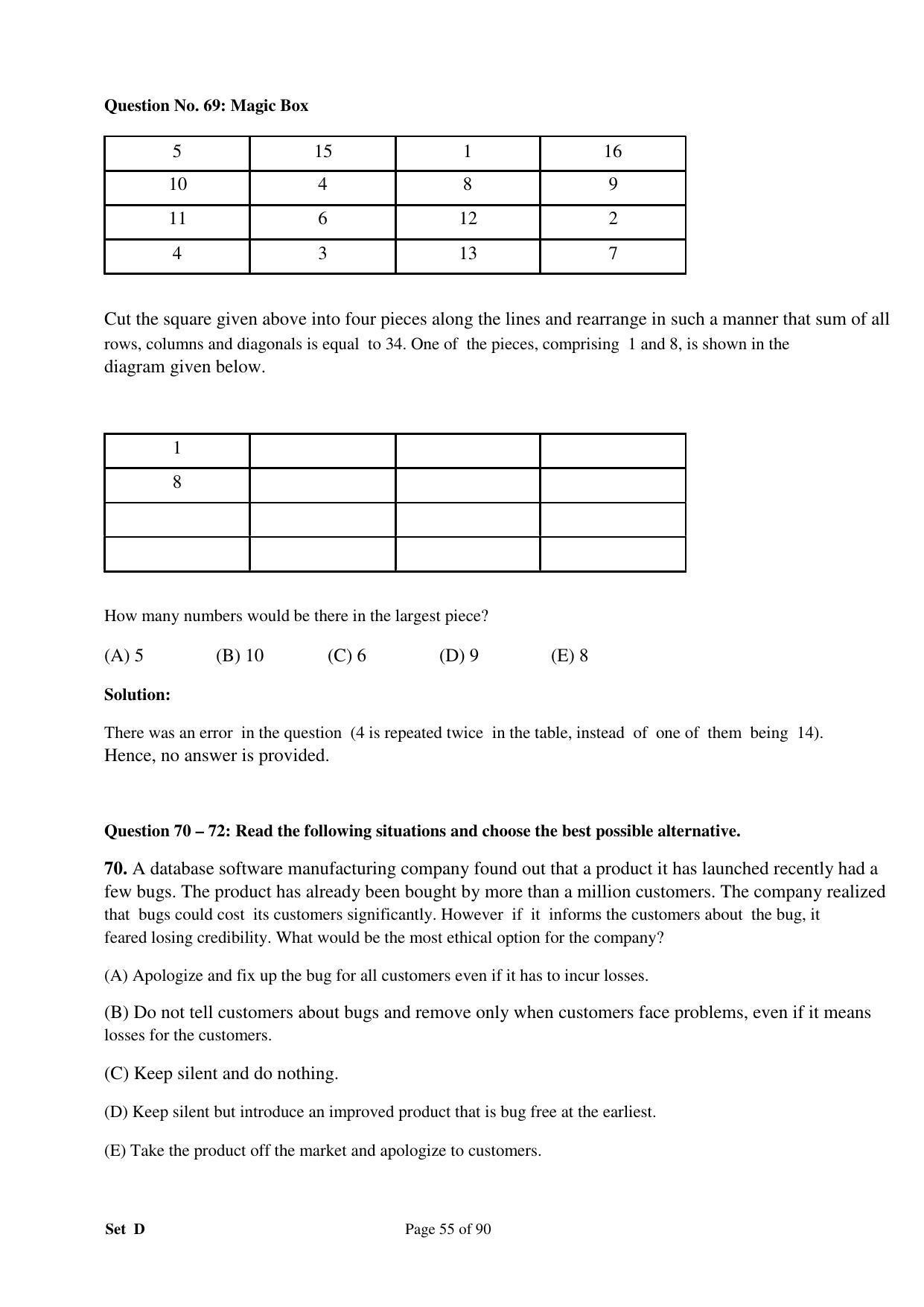 XAT 2008 Question Papers - Page 65