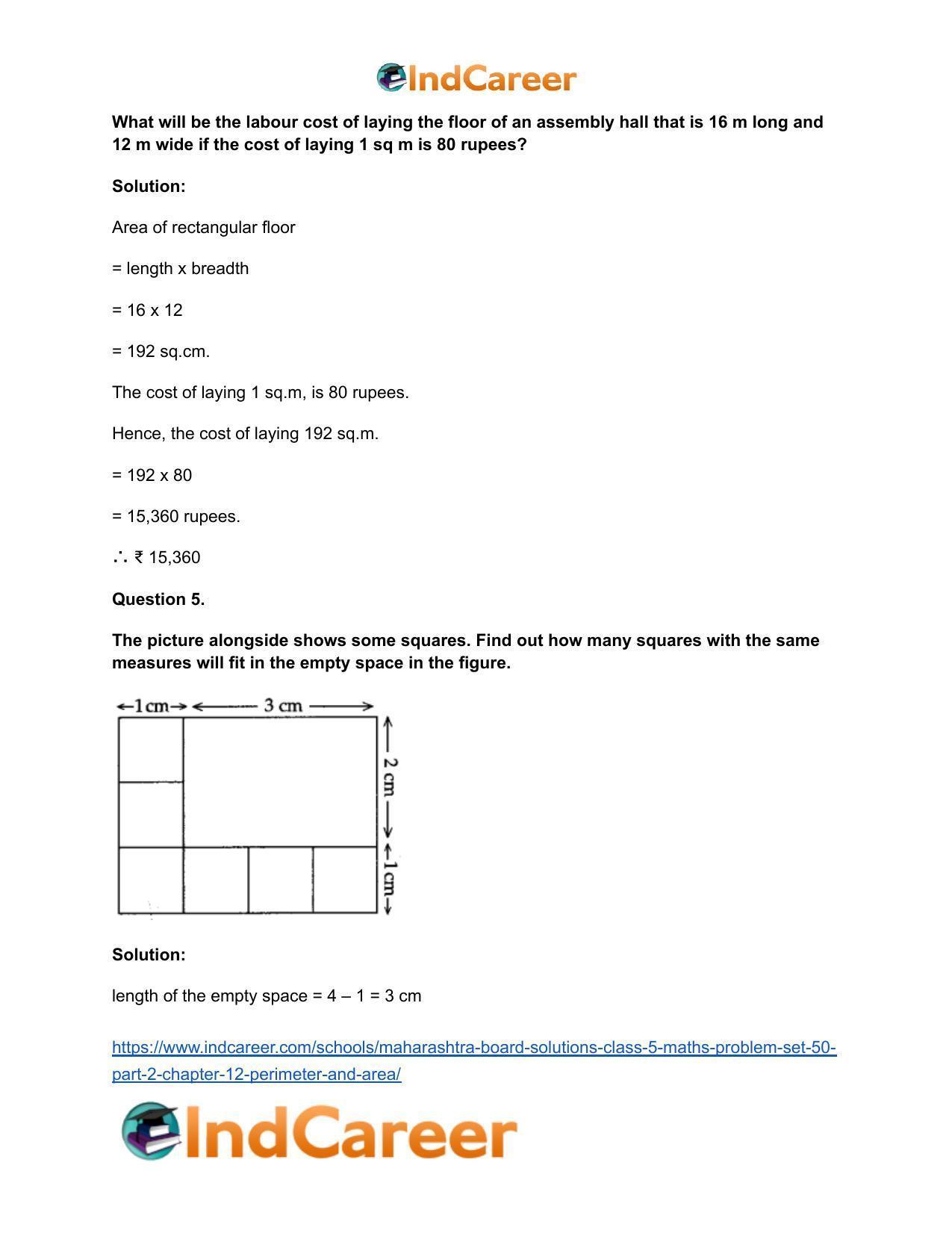 Maharashtra Board Solutions Class 5-Maths (Problem Set 50) - Part 2: Chapter 12- Perimeter and Area - Page 5