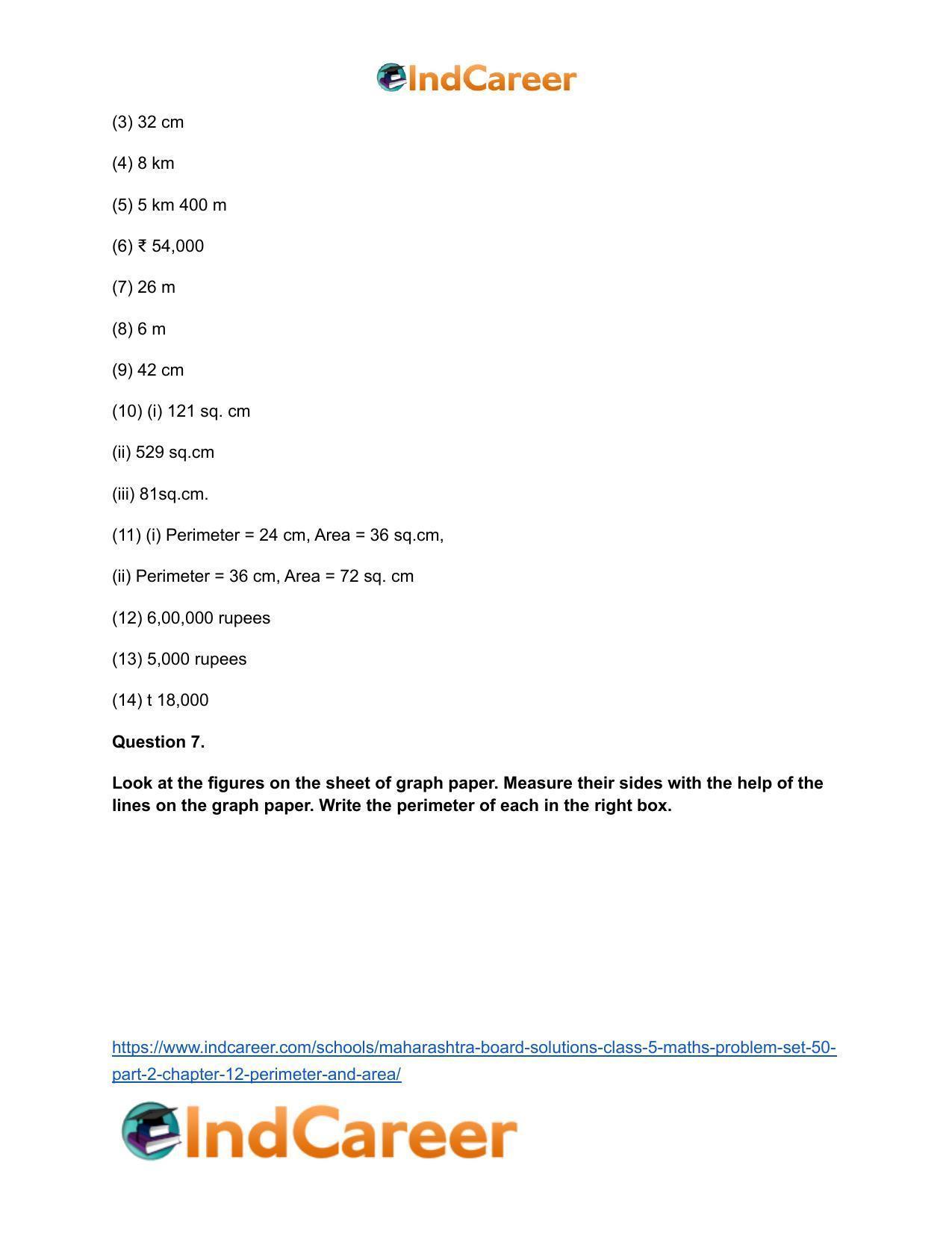 Maharashtra Board Solutions Class 5-Maths (Problem Set 50) - Part 2: Chapter 12- Perimeter and Area - Page 13
