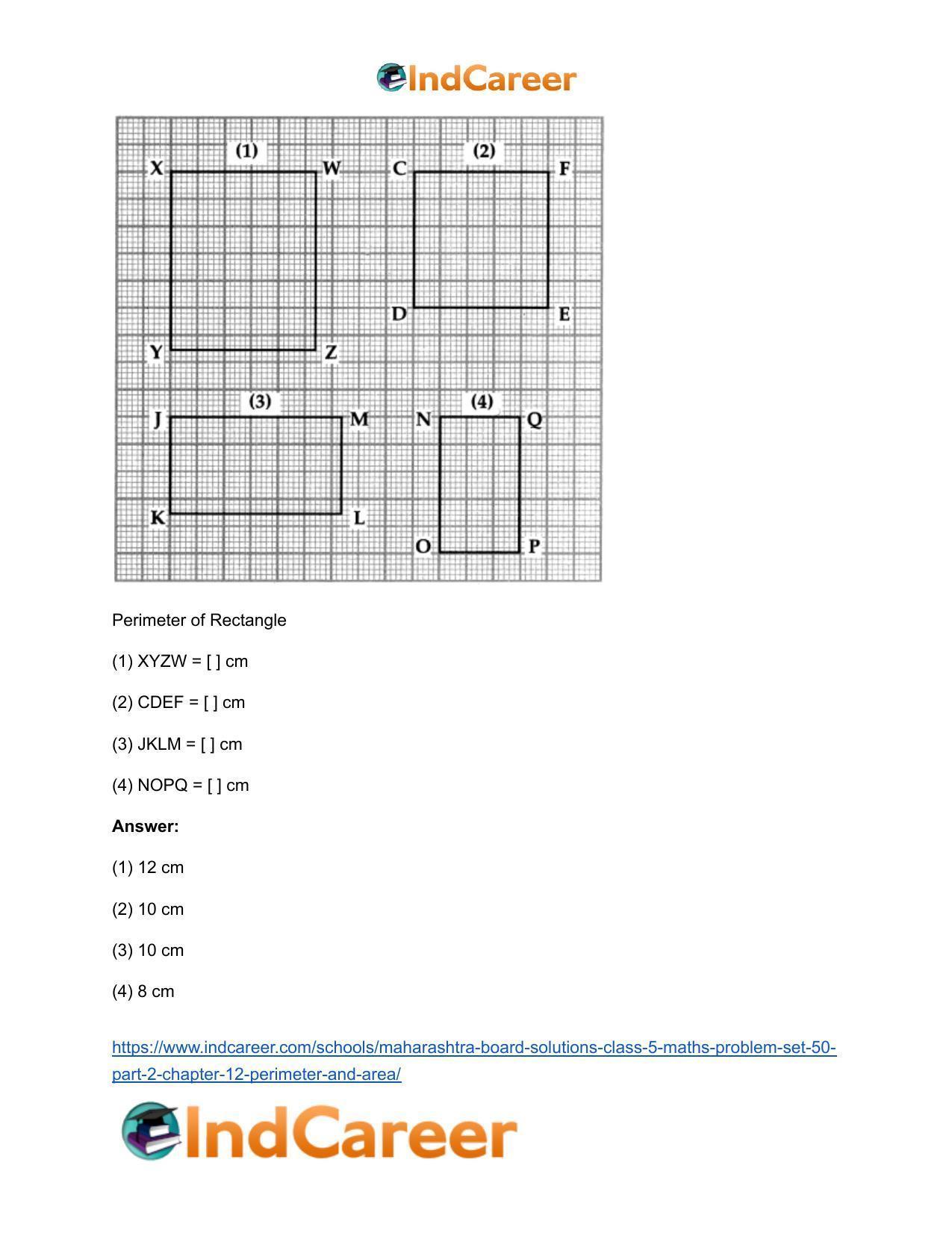 Maharashtra Board Solutions Class 5-Maths (Problem Set 50) - Part 2: Chapter 12- Perimeter and Area - Page 14