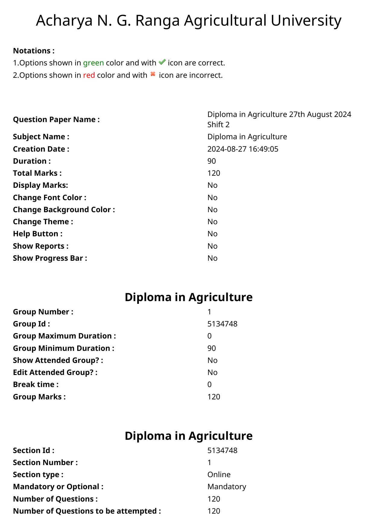 AGRICET 2024 Diploma in Agriculture (DA) Question Paper with Answers - Page 1