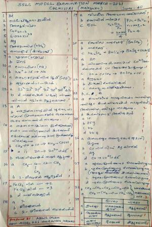 Kerala SSLC 2021 Chemistry Answer key (MM) (Model)