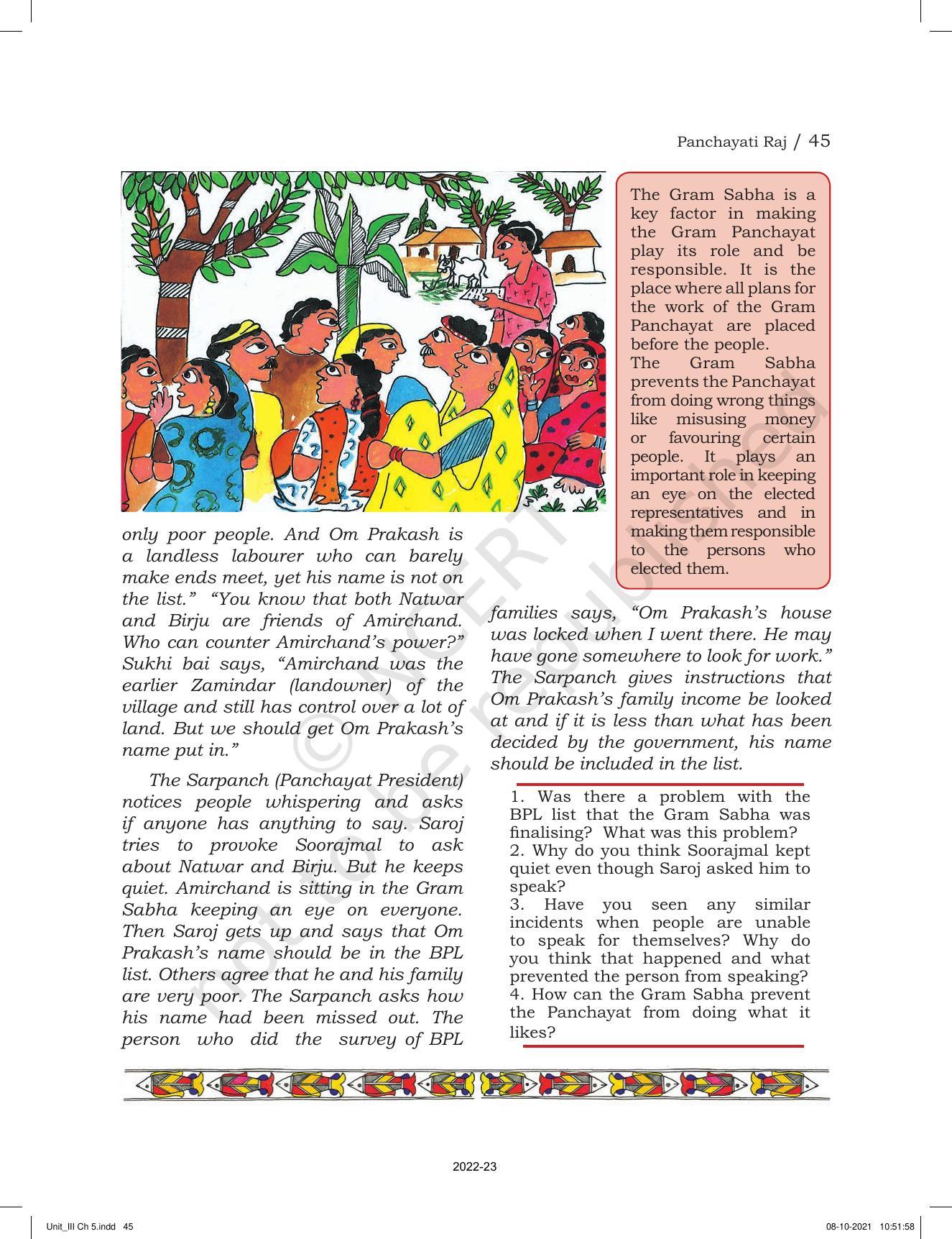 NCERT Book for Class 6 Social Science(Political Science) : Chapter 5-Panchayati Raj - Page 5