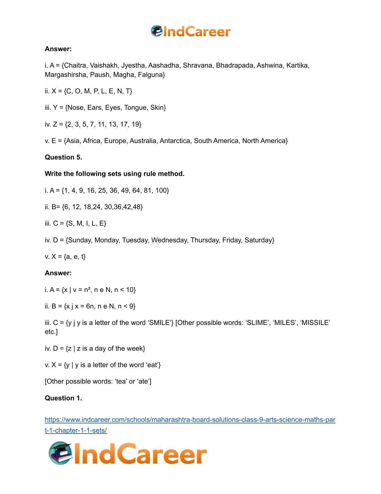 Maharashtra Board Solutions Class 9-Maths (Part 1): Chapter 1.1- Sets - Page 4