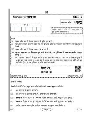 CBSE Class 10 4-6-2 Hindi-B 2022 Compartment Question Paper