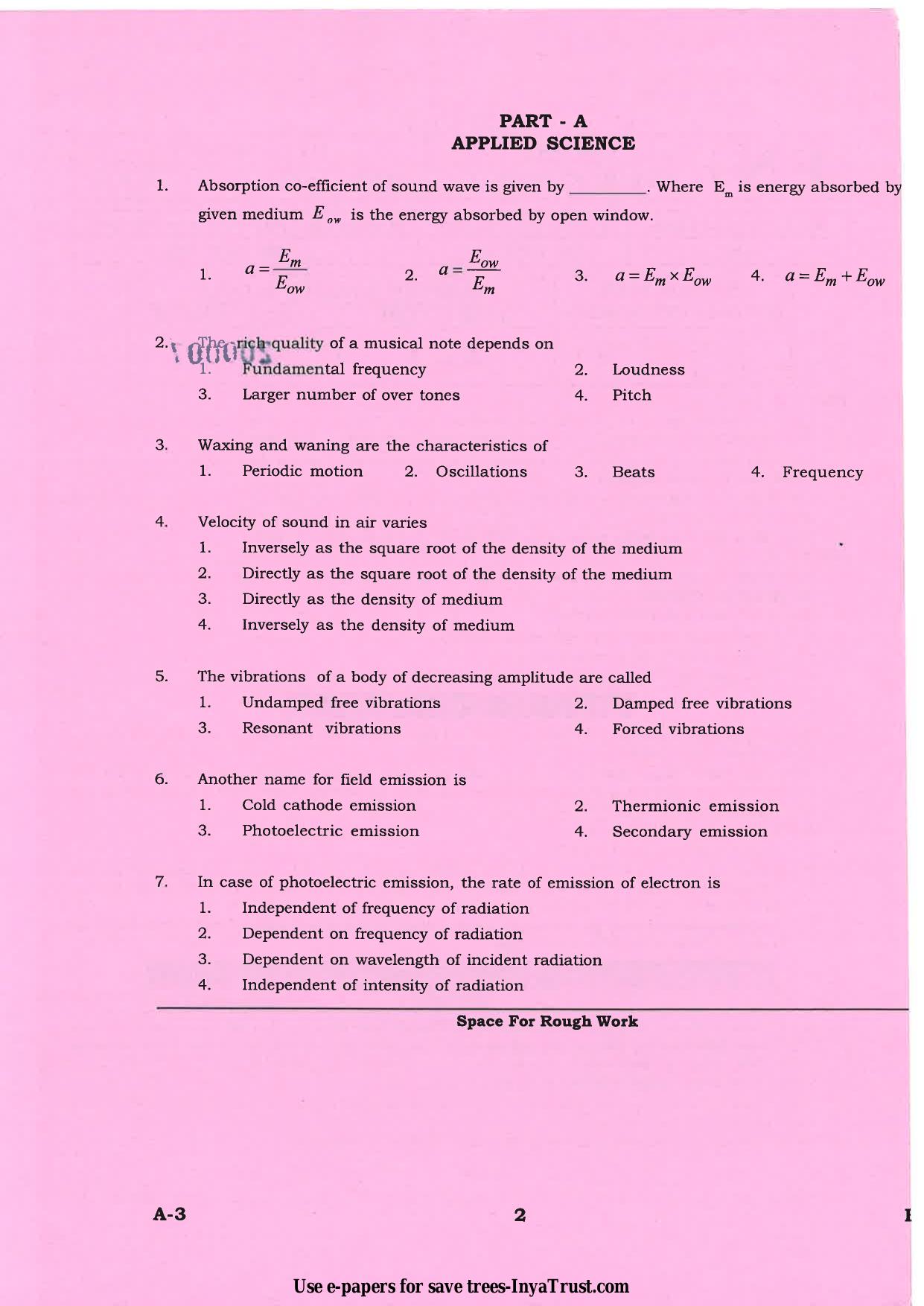 Karnataka Diploma CET- 2015 Environmental Engg. / Public Health Engg. / Water Tech / Health Sciences Question Paper - Page 2
