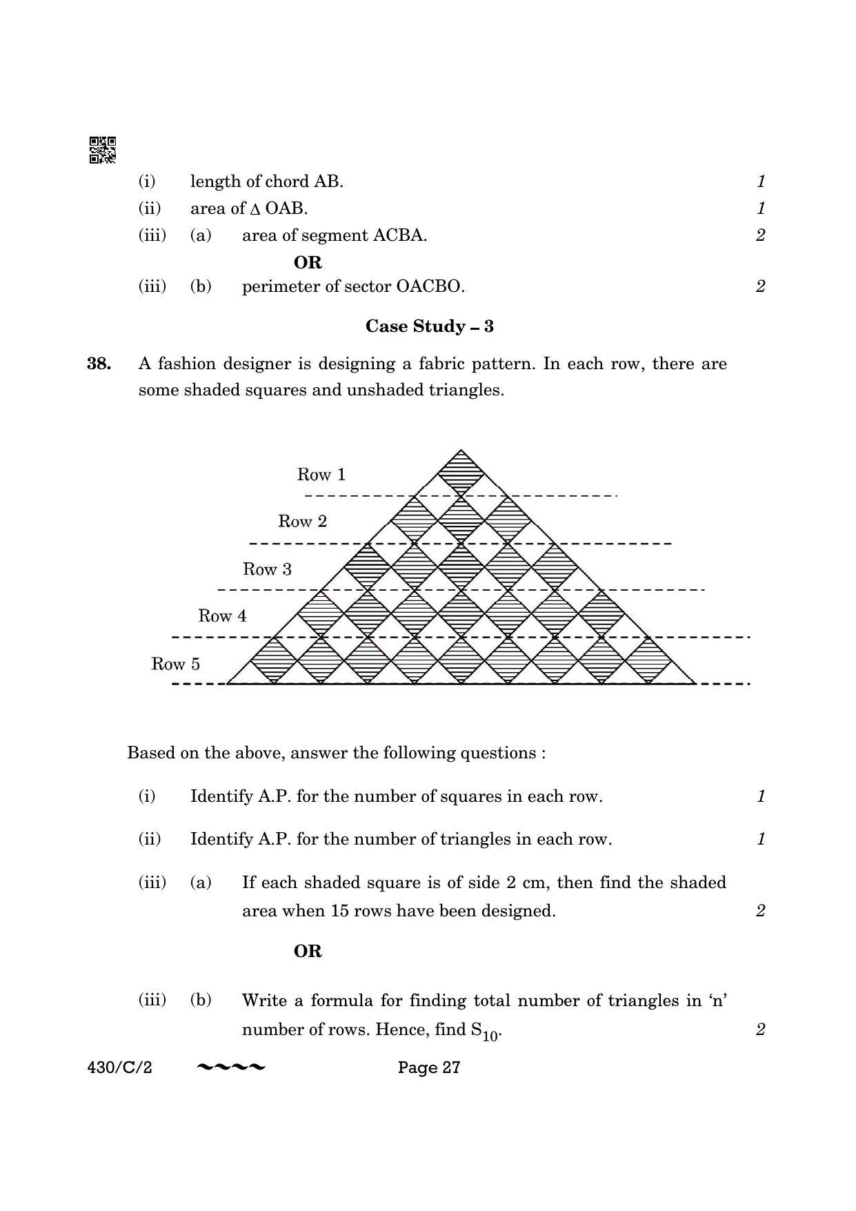 CBSE Class 10 430-2 Maths Basic 2023 (Compartment) Question Paper - Page 27