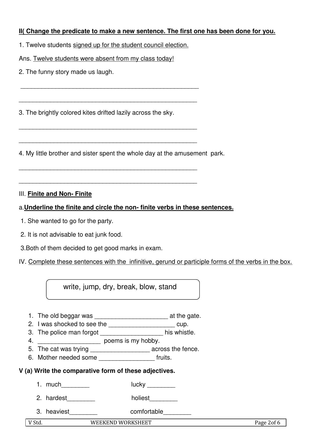 Worksheet for Class 5 English Diary Writing Assignment - Page 2