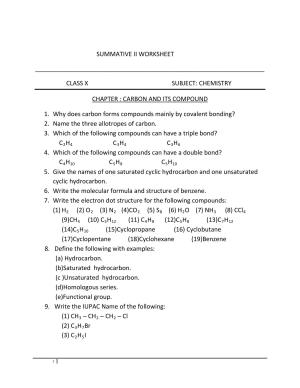 CBSE Worksheets for Class 10 Chemistry Carbon And Its Compound Assignment