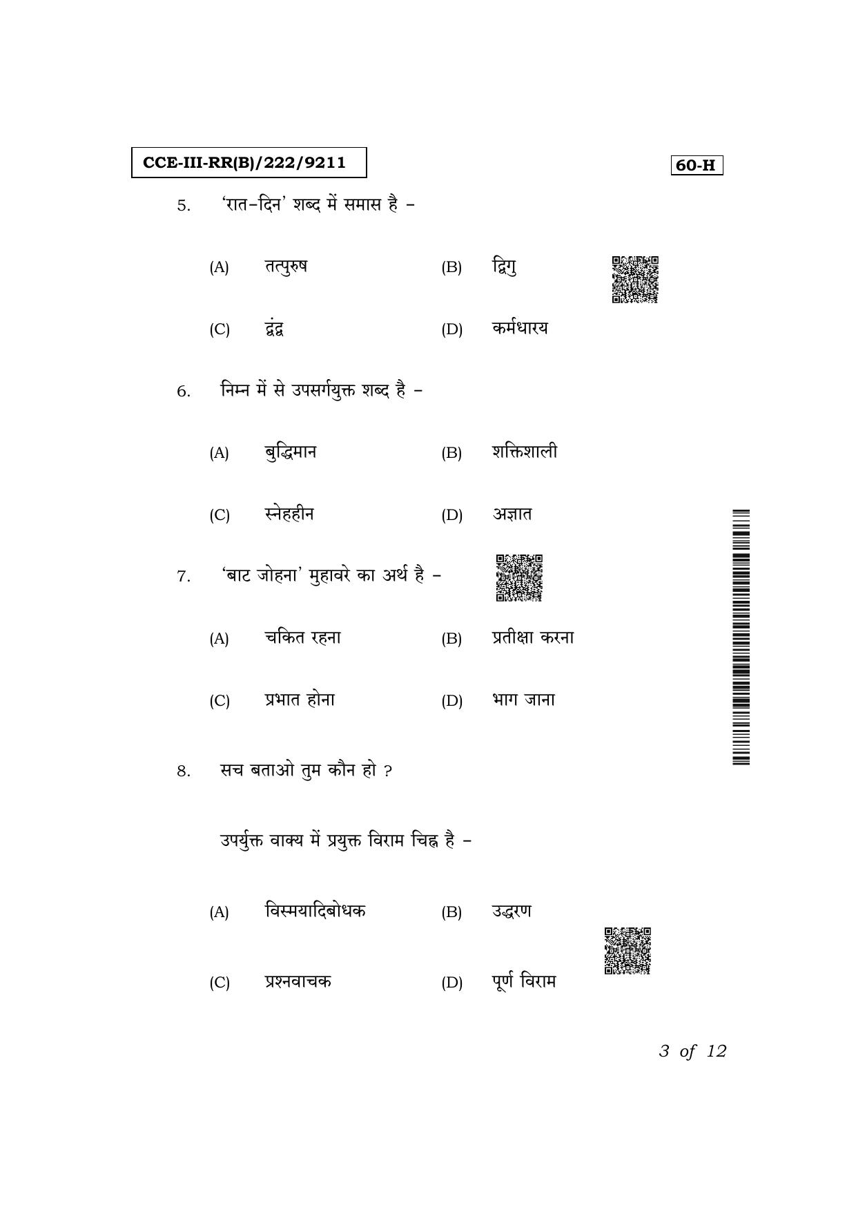 Karnataka SSLC Third Language Hindi (NCERT)-60H Exam 3 Question Paper 2024 (B Version) - Page 3