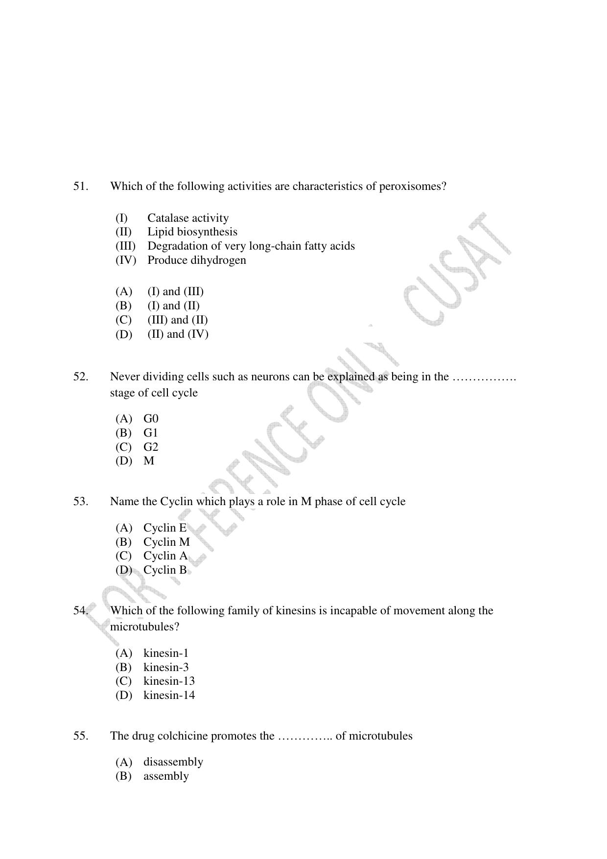 CUSAT CAT 2023 BIOLOGY UG SHIFT I Question Paper - Page 13