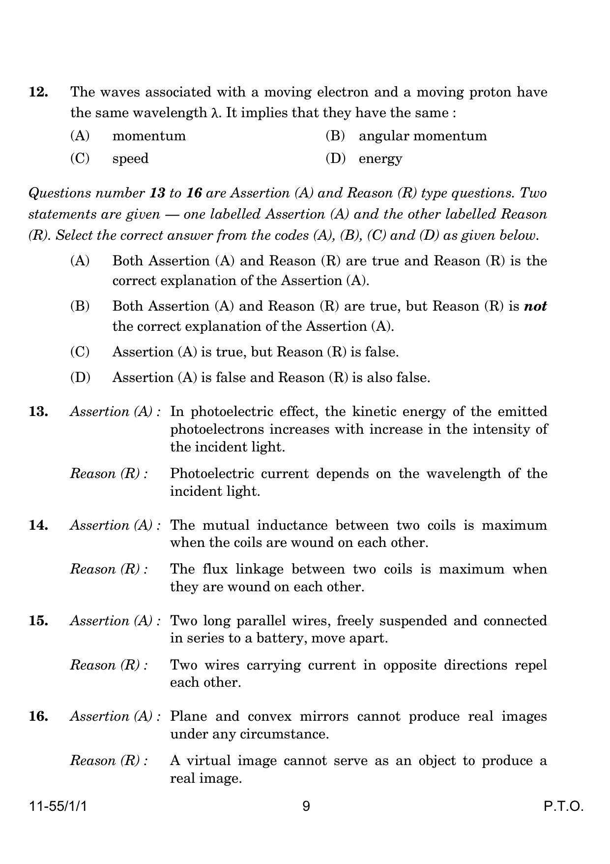 CBSE Class 12 55-1-1 Physics 2024 Question Paper - Page 9