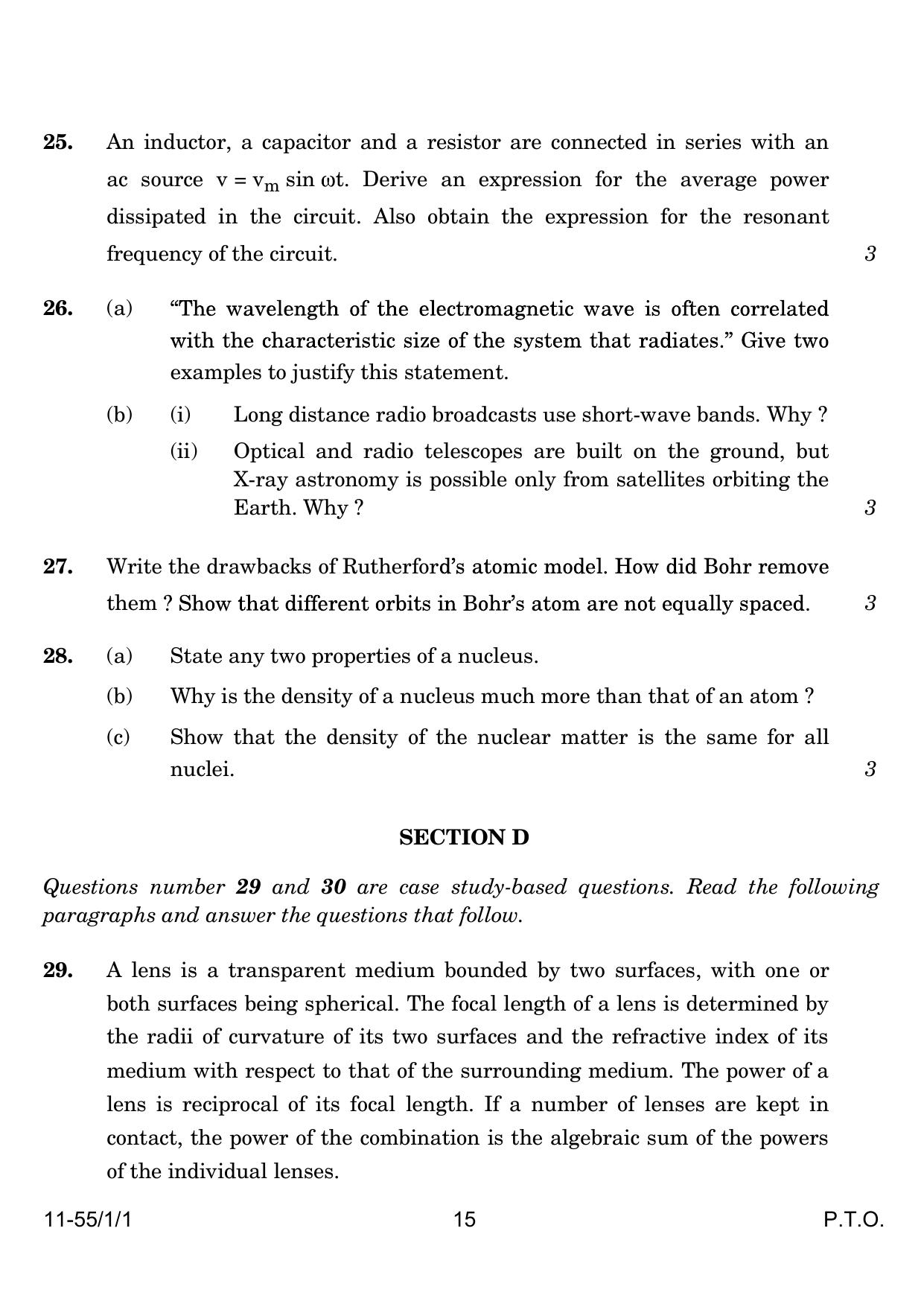 CBSE Class 12 55-1-1 Physics 2024 Question Paper - Page 15