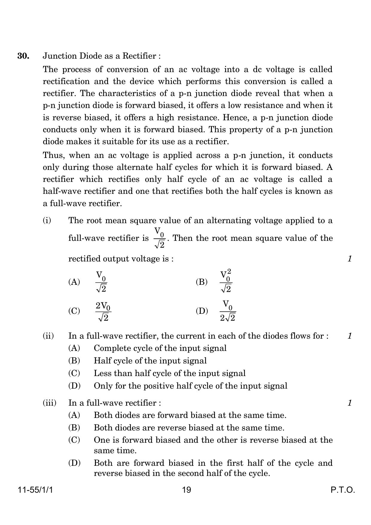 CBSE Class 12 55-1-1 Physics 2024 Question Paper - Page 19