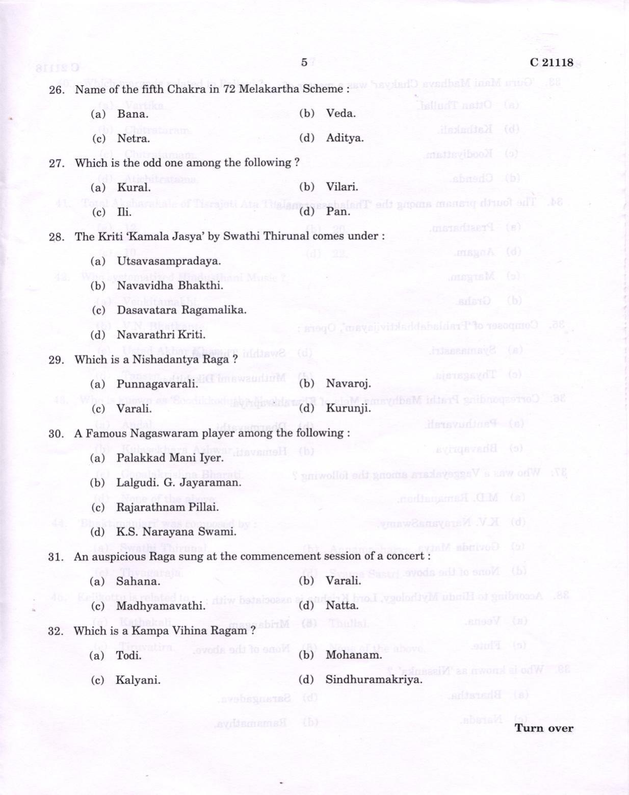 CUCAT 2022 M.A Music Question Paper - Page 5