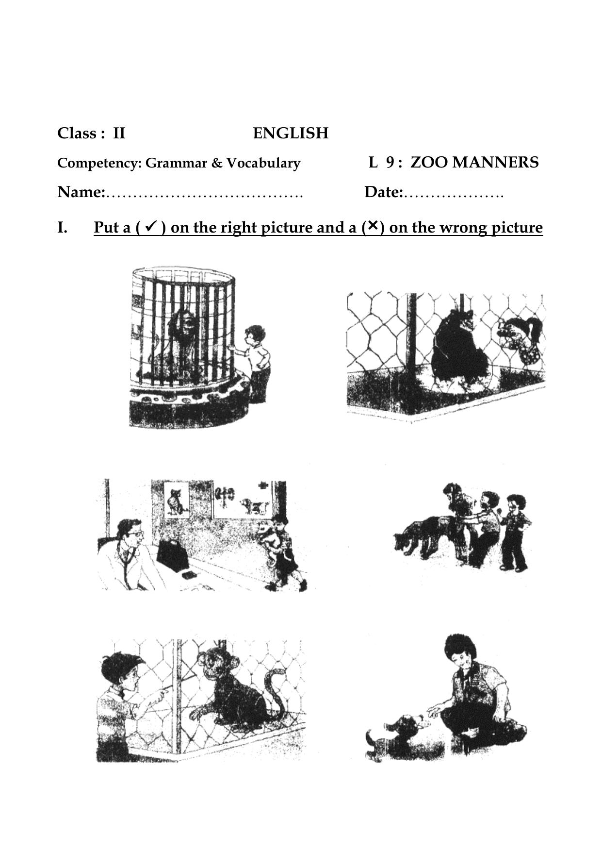 Worksheet for Class 2 English Assignment 27 Grammer and Vocabulary - Page 1