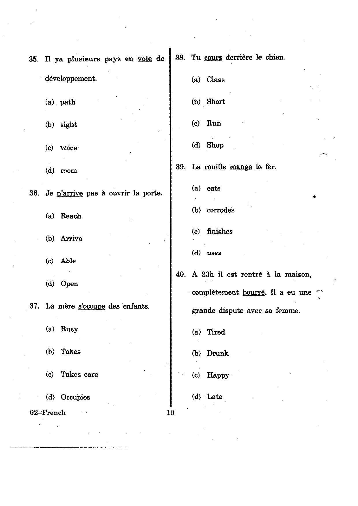 URATPG French 2012 Question Paper - Page 10