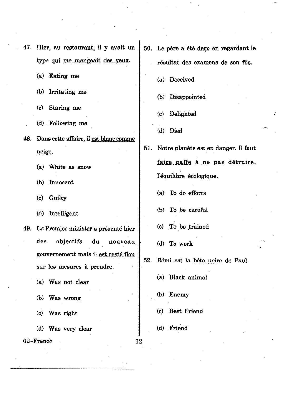 URATPG French 2012 Question Paper - Page 12