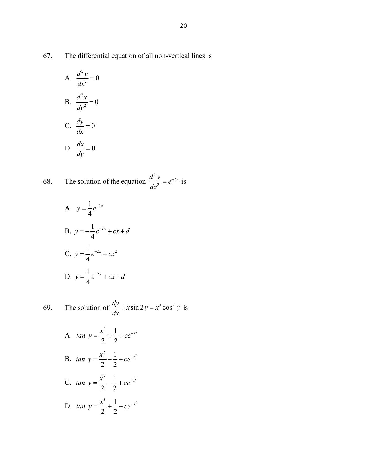CUSAT CAT 2016 Mathematics, Physics, Chemistry 2 Question Paper - Page 20