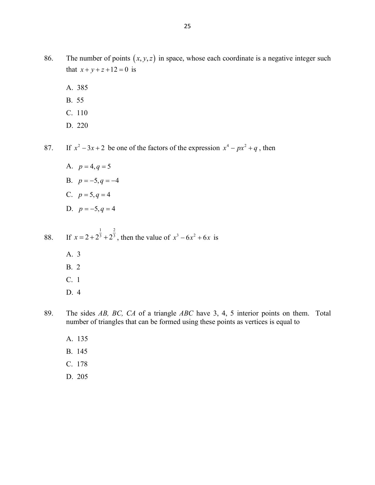 CUSAT CAT 2016 Mathematics, Physics, Chemistry 2 Question Paper - Page 25