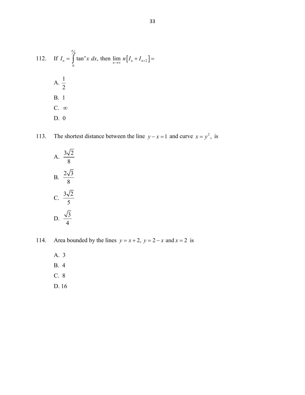 CUSAT CAT 2016 Mathematics, Physics, Chemistry 2 Question Paper - Page 33