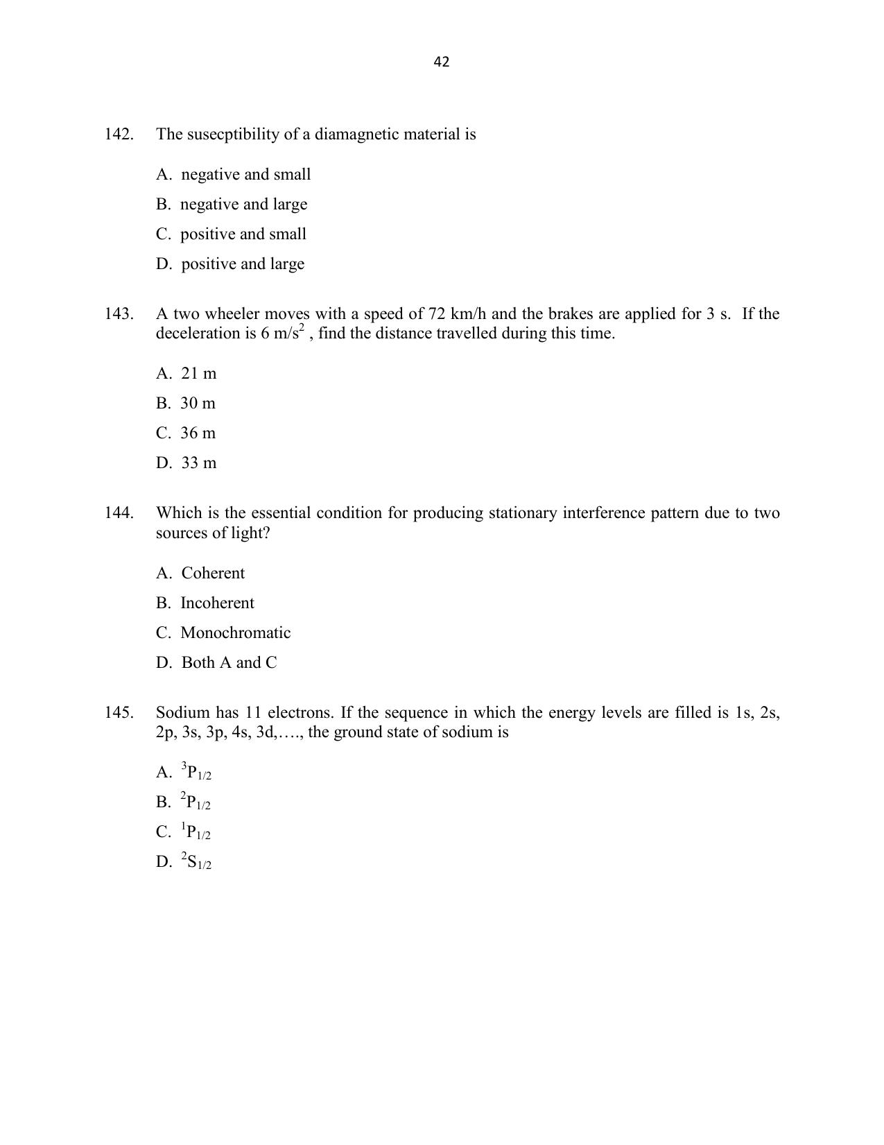 CUSAT CAT 2016 Mathematics, Physics, Chemistry 2 Question Paper - Page 42