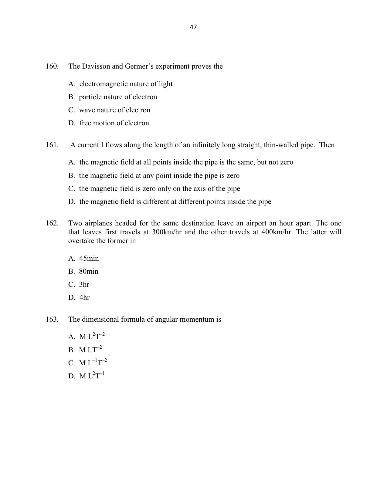 CUSAT CAT 2016 Mathematics, Physics, Chemistry 2 Question Paper - Page 47