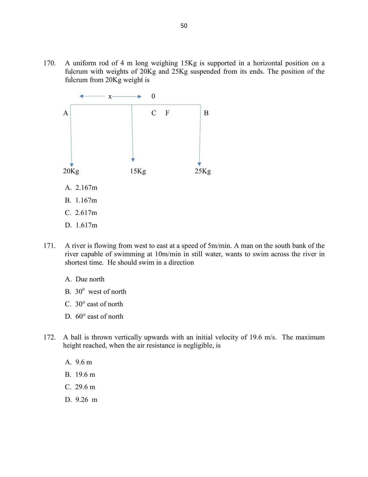 CUSAT CAT 2016 Mathematics, Physics, Chemistry 2 Question Paper - Page 50