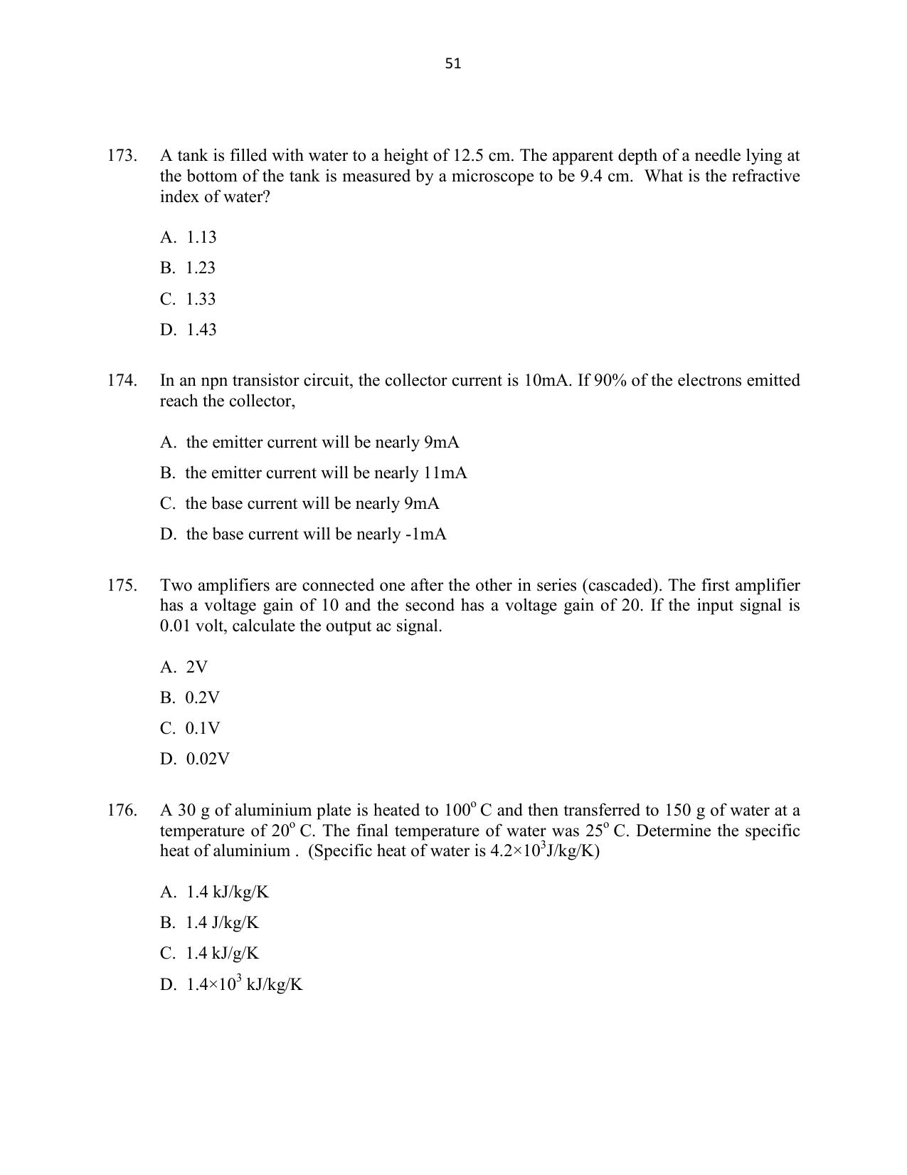 CUSAT CAT 2016 Mathematics, Physics, Chemistry 2 Question Paper - Page 51